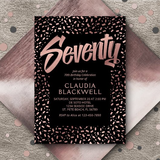 Rose Gold Confetti Einladung