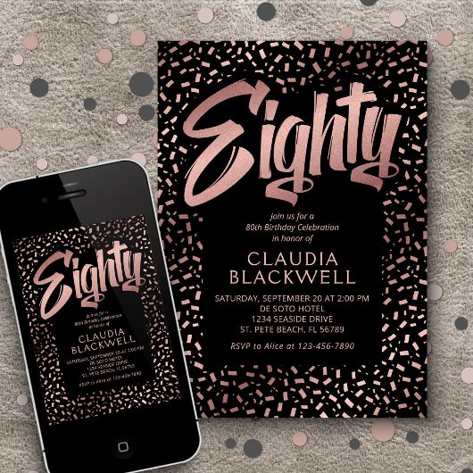 Rose Gold Confetti Einladung