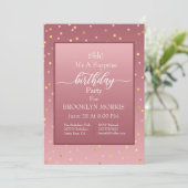 Rose Gold Confetti Einladung (Stehend Vorderseite)