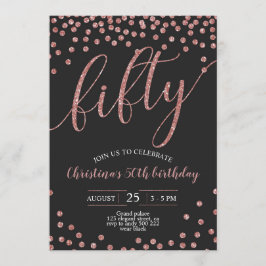 Rose Gold Confetti Elegant 50. Geburtstag Frauen Einladung