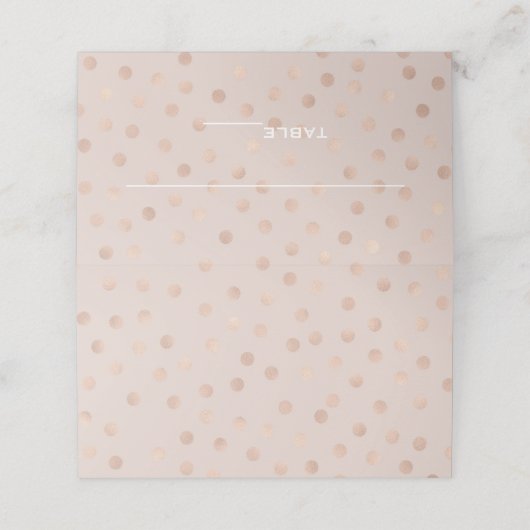Rose Gold Confetti Foil Hochzeit geklappte Platzka Platzkarte (Außenseite Aufgefaltet)
