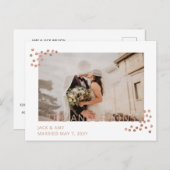 Rose Gold Confetti Foto Hochzeitsankündigung Postkarte (Vorne/Hinten)