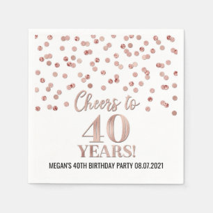 Rose Gold Confetti freut sich auf 40 Jahre Geburts Serviette