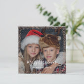 Rose Gold Confetti | Frohe Weihnachten Foto (Stehend Vorderseite)