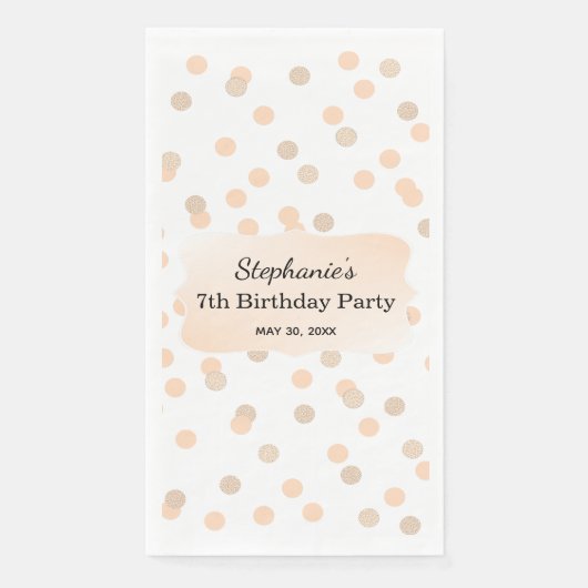 Rose Gold Confetti Geburtstagsparty Serviette (Vorderseite)