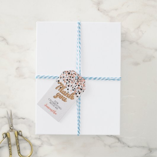Rose Gold Confetti Geschenkanhänger (Mit Garn)