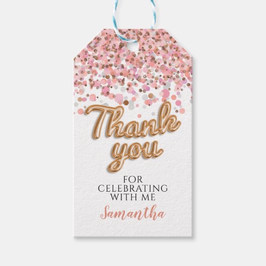Rose Gold Confetti Gift Tags Geschenkanhänger (Vorderseite)