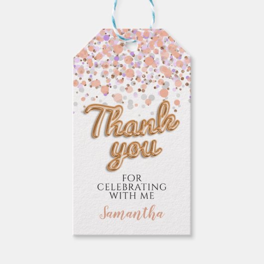 Rose Gold Confetti Gift Tags Geschenkanhänger (Vorderseite)