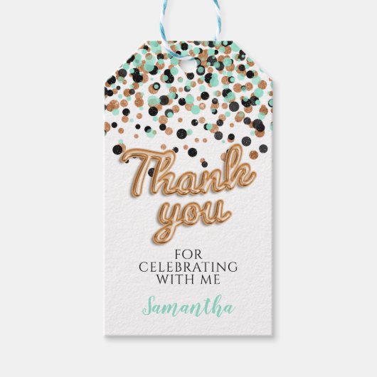 Rose Gold Confetti Gift Tags Geschenkanhänger (Vorderseite)