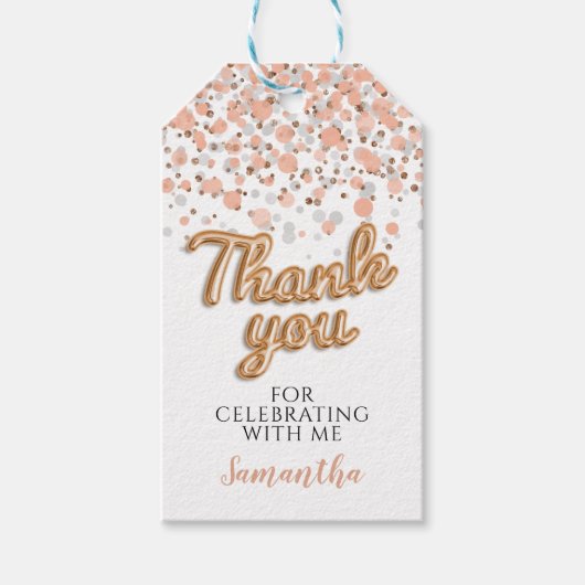 Rose Gold Confetti Gift Tags Geschenkanhänger (Vorderseite)