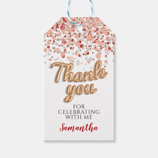 Rose Gold Confetti Gift Tags Geschenkanhänger (Vorderseite)