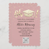 Rose Gold Confetti Graduate Party QR Code Einladung (Vorne/Hinten)