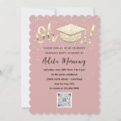 Rose Gold Confetti Graduate Party QR Code Einladung (Vorderseite)