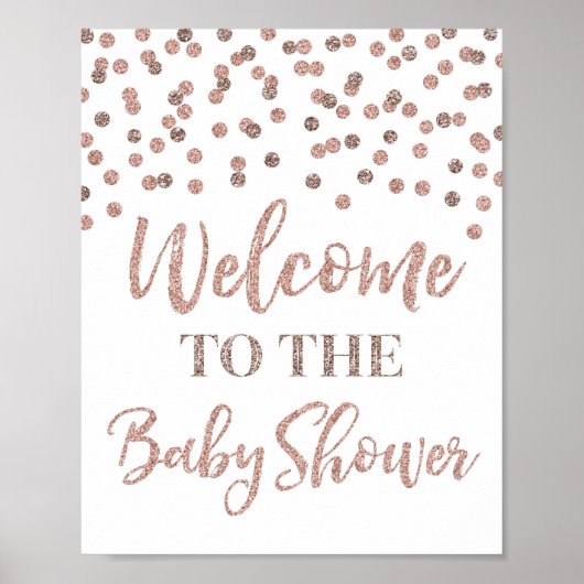 Rose Gold Confetti Herzlich willkommen im Baby Dus Poster (Vorne)