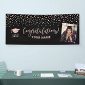 Rose Gold Confetti Herzlichen Glückwunsch Abschlus Banner (Messe)