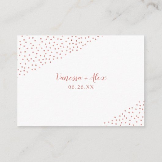Rose Gold Confetti Honeymoon oder Haushaltsfonds Begleitkarte (Rückseite)
