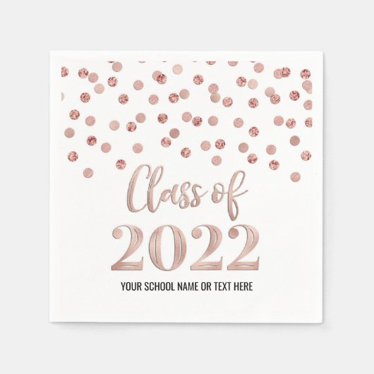 Rose Gold Confetti-Klasse 2022 Serviette (Vorderseite)