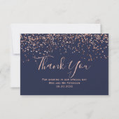 Rose gold confetti marineblaue Typografie Vielen D Karte (Vorderseite)