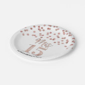Rose Gold Confetti Mis 15 Quinceanera Pappteller (Schrägansicht)