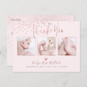 Rose Gold Confetti Modernes Drehbuch Vielen Dank Postkarte (Vorne/Hinten)