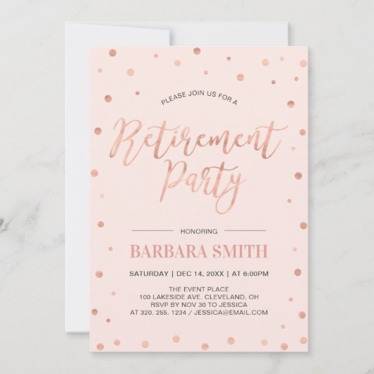 Rose Gold Confetti | Modernes Party für die Alters Einladung (Vorderseite)