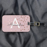 Rose Gold Confetti Monogram Name and Initial Gepäckanhänger<br><div class="desc">Rose Gold - Blush Pink Foil Confetti Monogramm Name und erste Gepäckmarke. Diese Taschenmarke ist ideal für Zurück in die Schule, Arbeit oder Reisen. Der Blush Pink - Rose Gold Foil Confetti Gepäcktag ist auch ein großartiges Gastgeschenk für Hochzeiten, Geburtstage, Brautpartys, Flitterwochen oder für einen Junggeselinnen-Abschied. Bitte kontaktieren Sie den...</div>