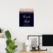 Rose Gold Confetti Navy Blue Chic Karten und Gesch Poster (Heimbüro)