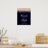 Rose Gold Confetti Navy Blue Chic Karten und Gesch Poster (Küche)