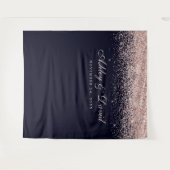 Rose Gold Confetti Navy Blue Foto Stand Hintergrun Wandteppich (Vorderseite (Horizontal))