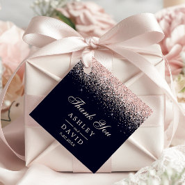 Rose Gold Confetti Navy Blue Moderne Hochzeit Geschenkanhänger