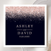 Rose Gold Confetti Navy Blue Moderne Hochzeit Serviette