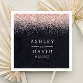 Rose Gold Confetti Navy Blue Moderne Hochzeit Serviette