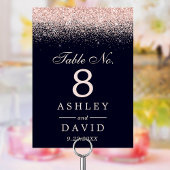 Rose Gold Confetti Navy Blue Moderne Hochzeit Tischnummer