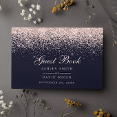 Rose Gold Confetti Navy Moderne schicke Hochzeit Gästebuch