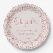 Rose Gold Confetti Oh Girl Chic Circle Pappteller (Vorderseite)