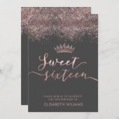 Rose gold confetti ombre tiara Einladung (Vorne/Hinten)