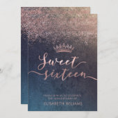 Rose gold confetti ombre tiara Einladung (Vorne/Hinten)