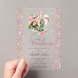 Rose Gold Confetti Perls Prosecco Brautparty Acryleinladungen