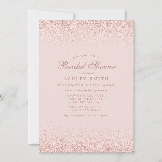 Rose Gold Confetti Rosa Modernes Brautparty Einladung (Vorderseite)