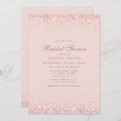 Rose Gold Confetti Rosa Modernes Brautparty Einladung (Vorne/Hinten)