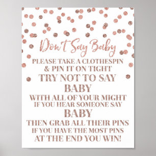 Rose Gold Confetti Sage kein Baby Game Sign Poster