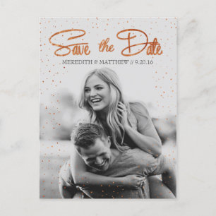 Rose Gold Confetti Save the Date Postkarte