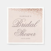 Rose Gold Confetti Script Brautparty Serviette (Vorderseite)