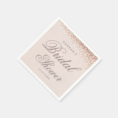 Rose Gold Confetti Script Brautparty Serviette (Ecke)