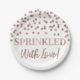 Rose Gold Confetti Sprinkler mit Liebe Pappteller
