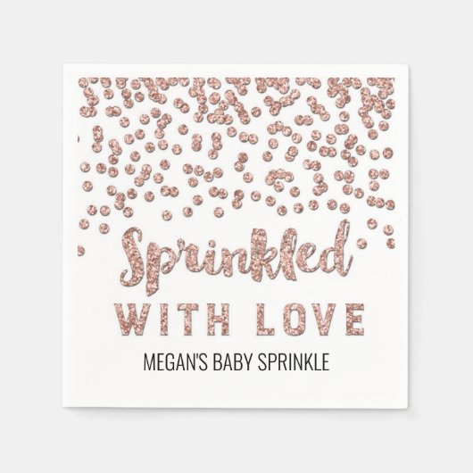 Rose Gold Confetti Sprinkler mit Liebe Serviette (Vorderseite)