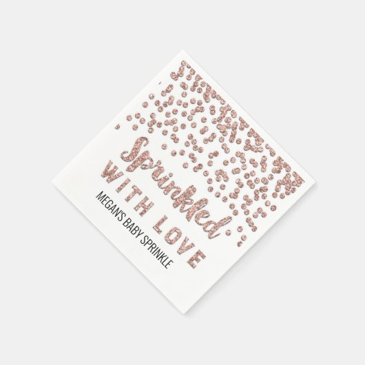 Rose Gold Confetti Sprinkler mit Liebe Serviette (Ecke)