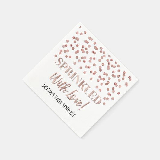 Rose Gold Confetti Sprinkler mit Liebe Serviette (Ecke)
