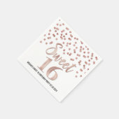 Rose Gold Confetti Sweet 16 Geburtstag Serviette (Ecke)