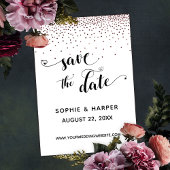 Rose Gold Confetti und Kalligrafie mit Herz Save The Date